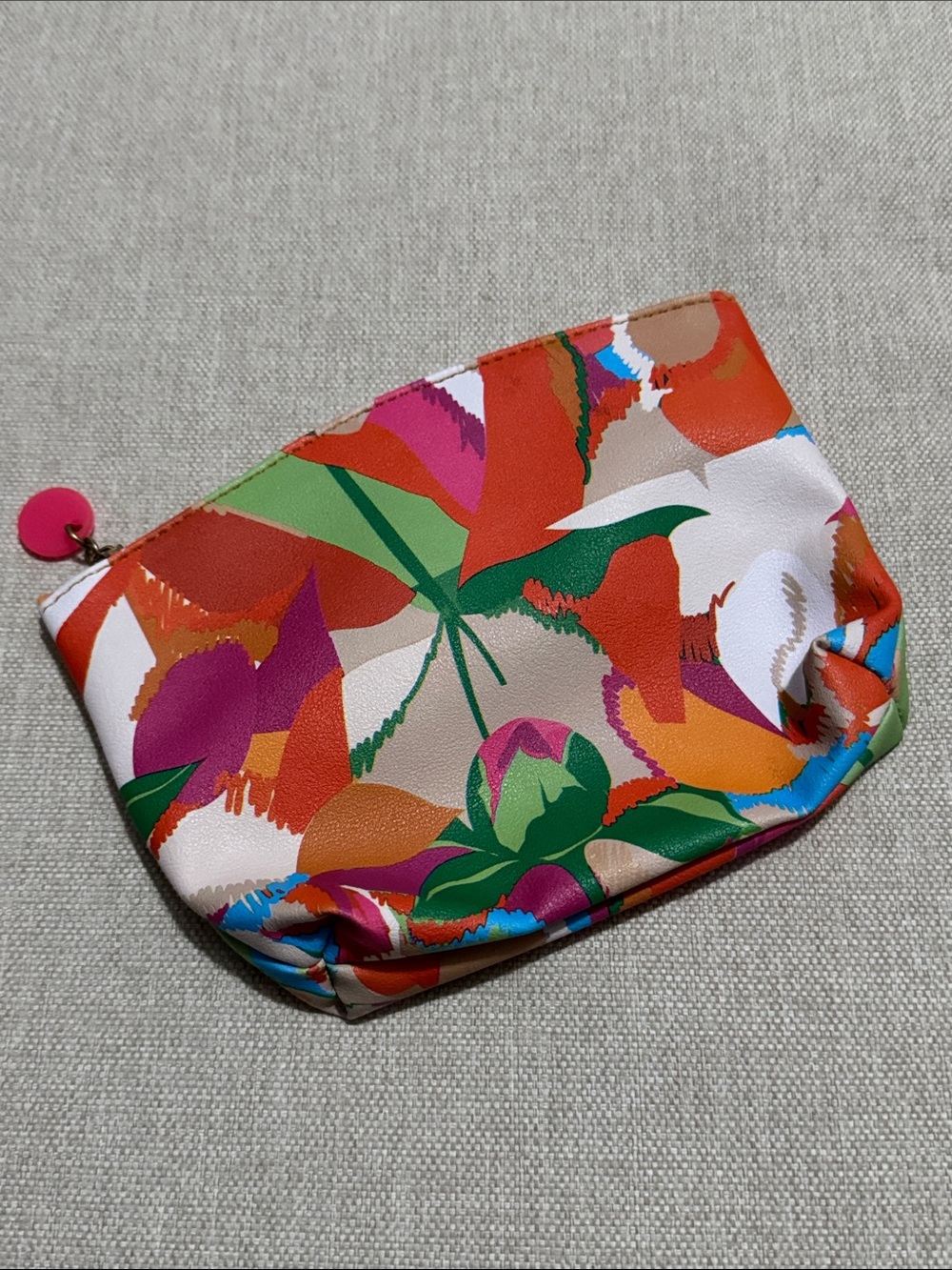 EUC Ipsy Makeup Bag/Pouch-ZipTop-Abstract Floral-Orange/Green/Pink - Picture 2 of 9